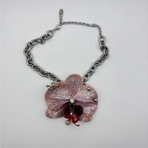 Silver Orchid Pendant Necklace
